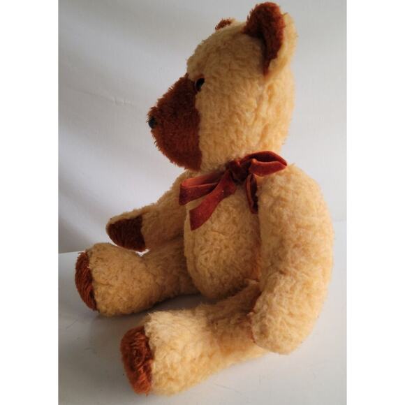 Vtg. Teddy Bear Jointed Head & Limbs Tan w/Rust Color Paws, Feet, Nose - Picture 7 of 9